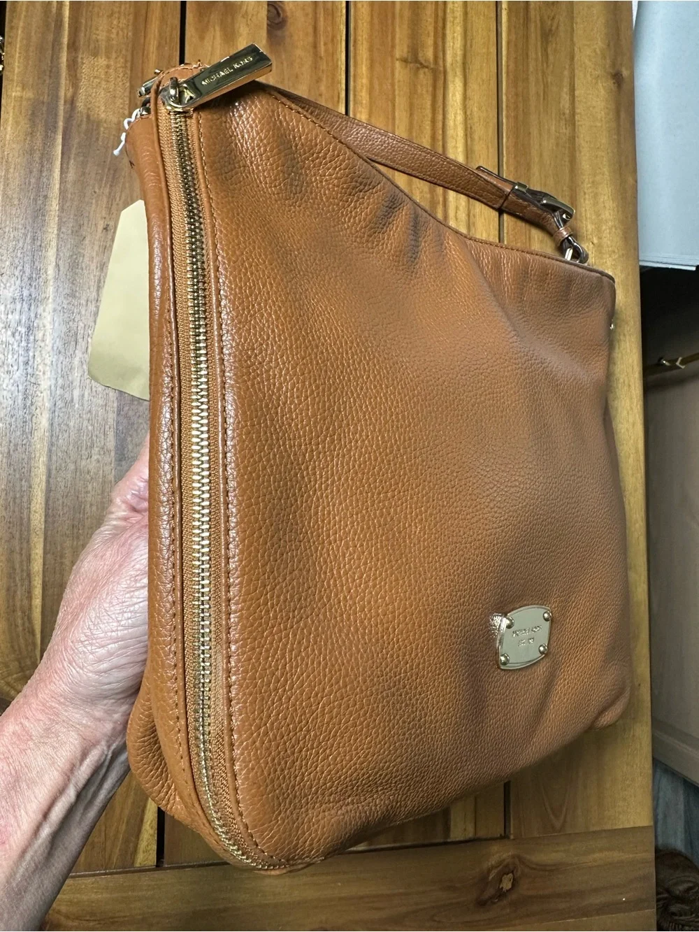 Michael Kors Camel Brown Leather Shoulder Hobo Bag